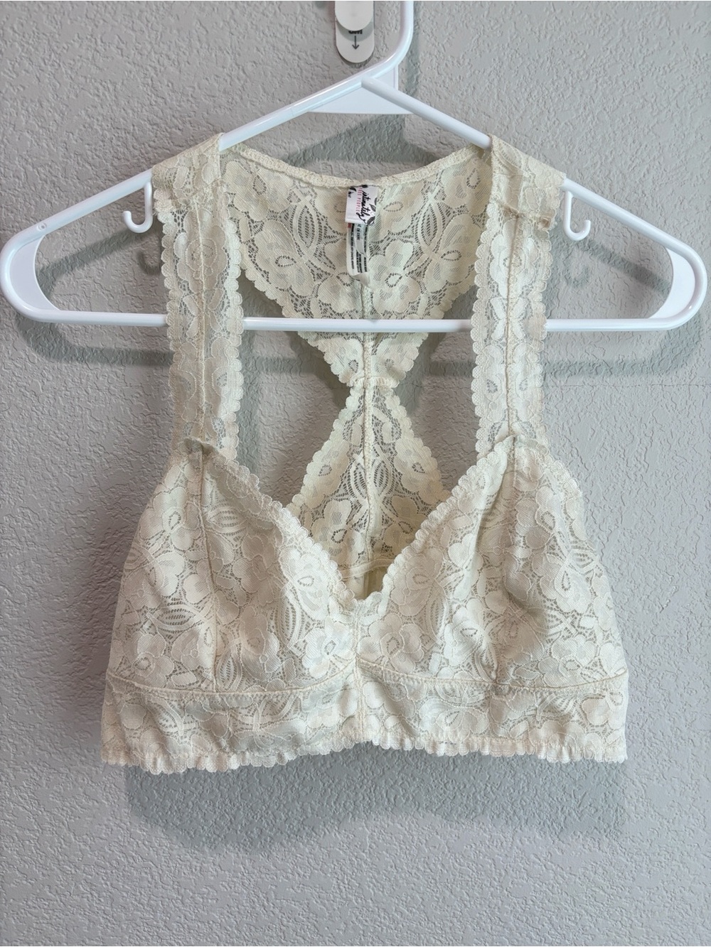 Intimately Free People Galloon Racerback Bralette Ivory Cream Women's Size Large